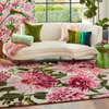Harlequin Dahlia Floral Rug Fuchsia/Palm lifestyle picture in the living room