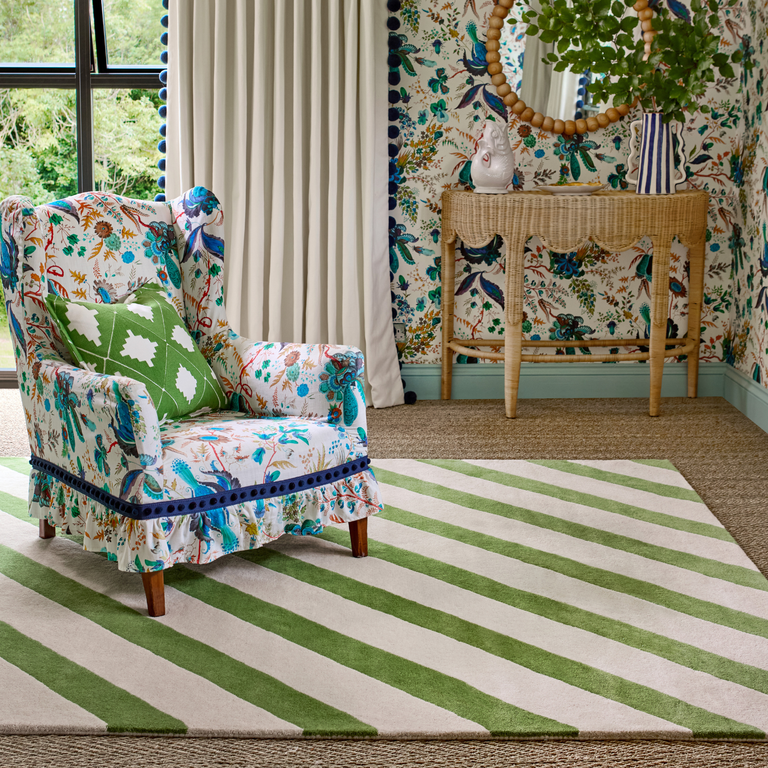 Harlequin Paper Straw Bohemian Rug Peridot