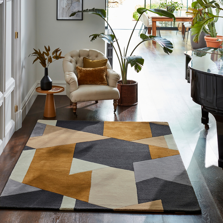 Harlequin Popova Geometric Rug Caramel/Slate/Shell
