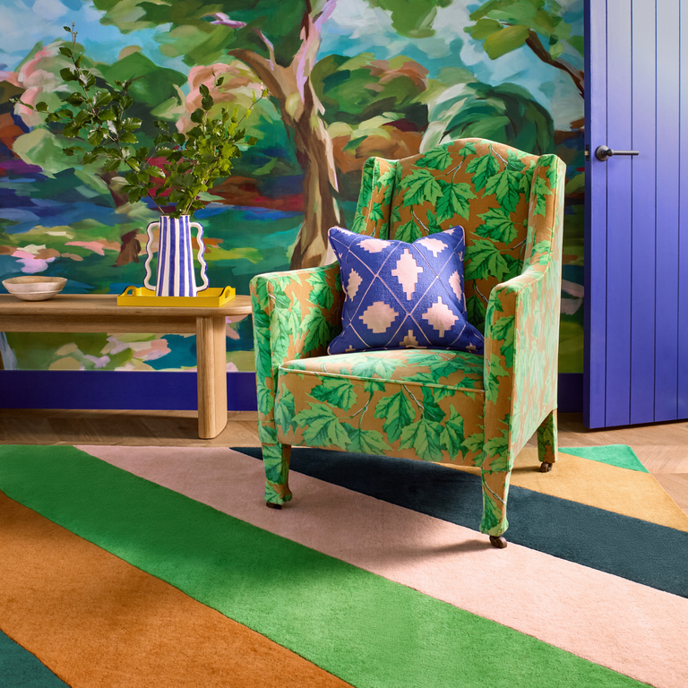 Harlequin Sherbet Stripe Bohemian Rug Emerald/Amber
