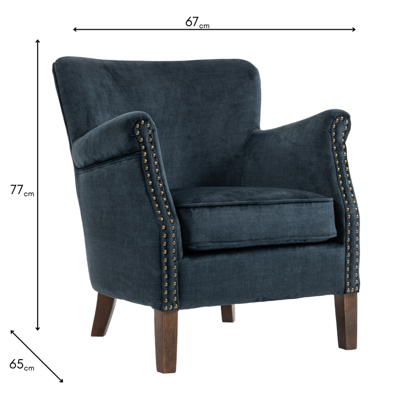 Harlow Armchair Deep Ocean - Luxury Living Room Furniture