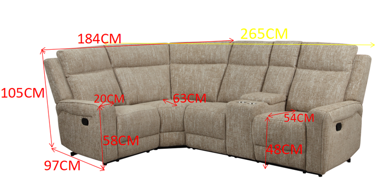 Harper Corner Sofa Recliner Beige - Living Room Furniture Collection