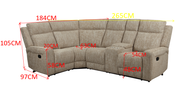 Harper Corner Sofa Recliner Beige picture with measurements