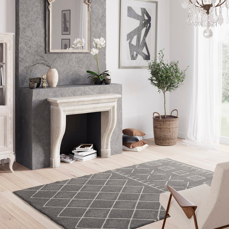 Harper Geometric Rug 592 Grey
