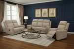 Harper 3 Seater Sofa Recliner Beige life style picture with 2 seater and recliner armchair