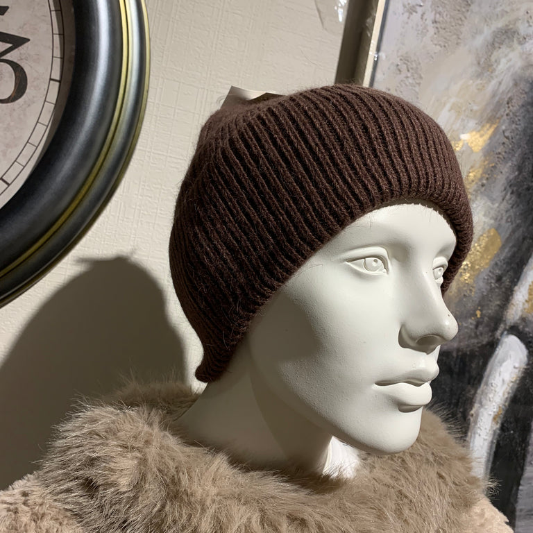 Brown Knitted Hat – Soft Wool & Cashmere Warm Hat for Her
