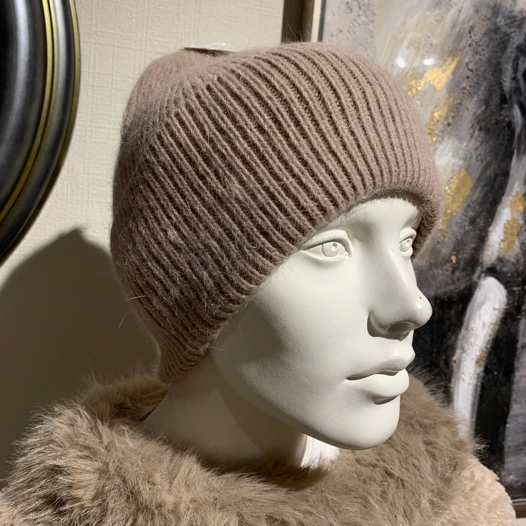 Taupe Knitted Hat – Warm Wool & Cashmere Hat | Cozy Gift for Her