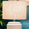 Hazel Table Lamp Cream 44cm close-up view picture of the natural linen shade