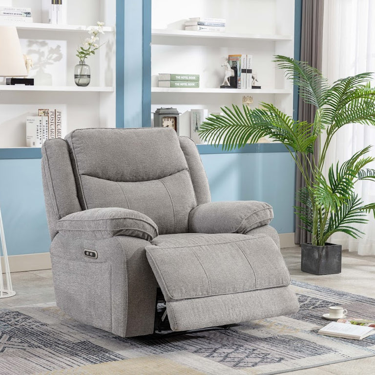 Herbert Electric Recliner Armchair Light Grey