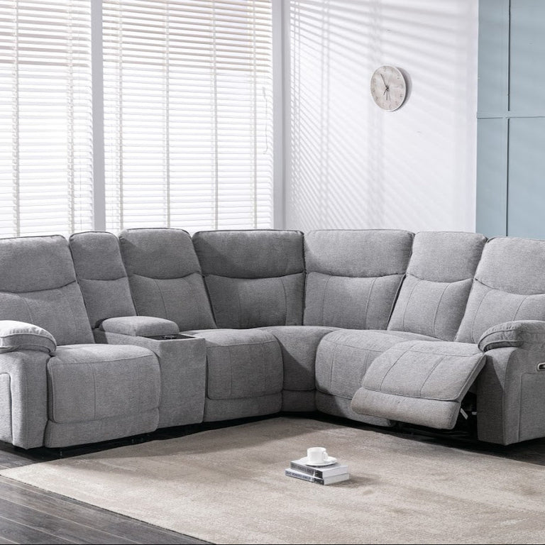 Herbert Corner Sofa Electric Recliner Light Grey