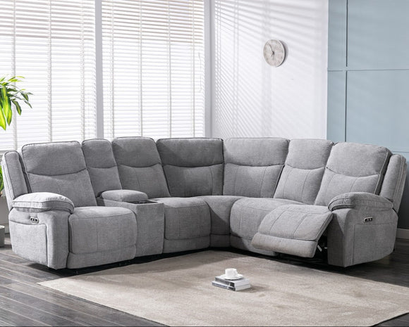 Herbert Corner Sofa Electric Recliner Light Grey life style front photo 