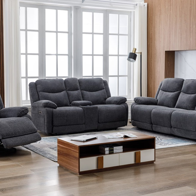 Herbert 2 Seater Sofa Electric Recliner Dark Grey