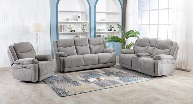 Herbert 3 Seater Sofa Electric Recliner Light Grey