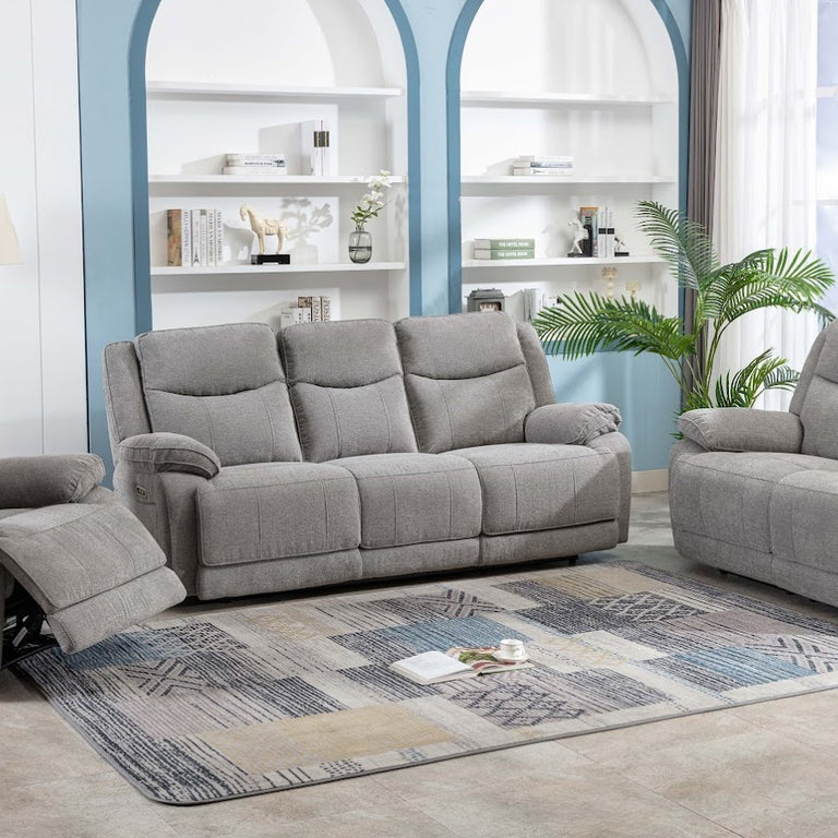 Herbert 2 Seater Sofa Electric Recliner Light Grey
