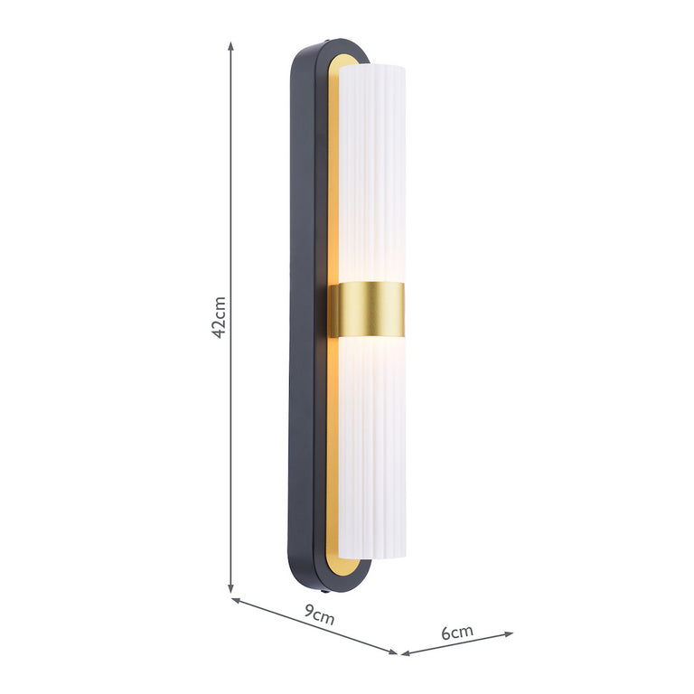 Hessel 2 Light Wall Light Black & Gold - LED Lighting Collection
