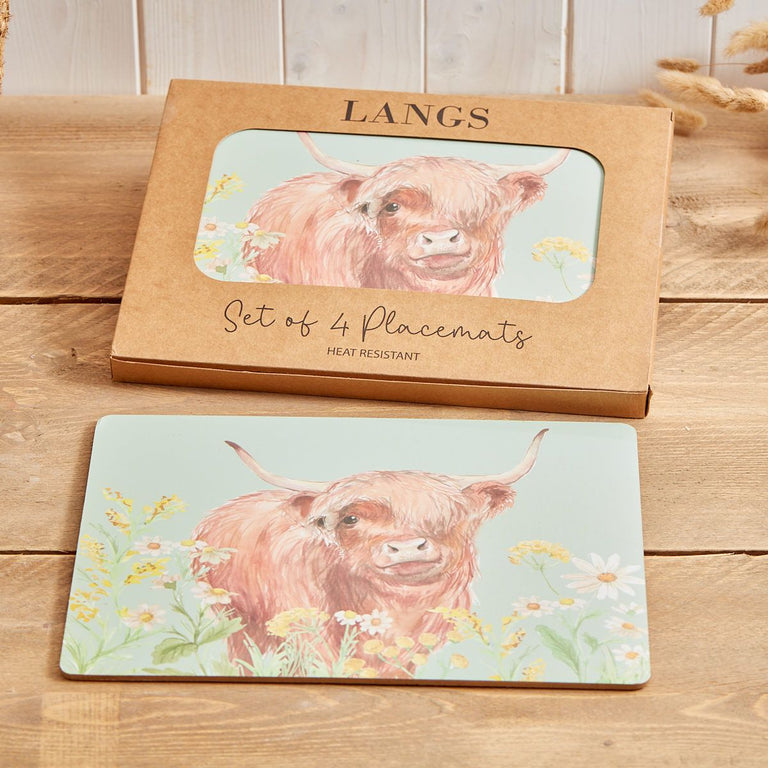 Highland Cow Floral Placemats