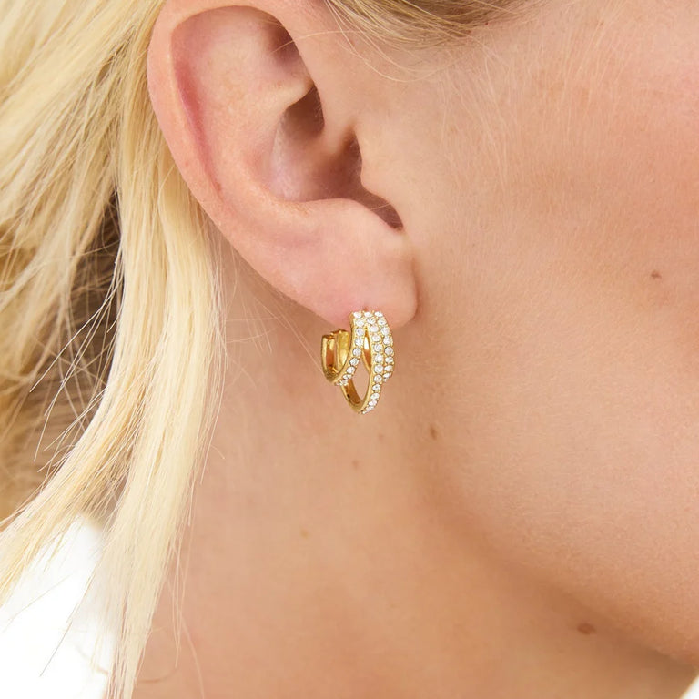 Crystal Triple Band Hoop Earrings