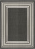 Nourison Horizon Rug HOZ03 Black Outdoor Rug with a bordered design 