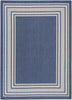 Nourison Horizon Rug HOZ03 Navy outdoor rug with a bordered design