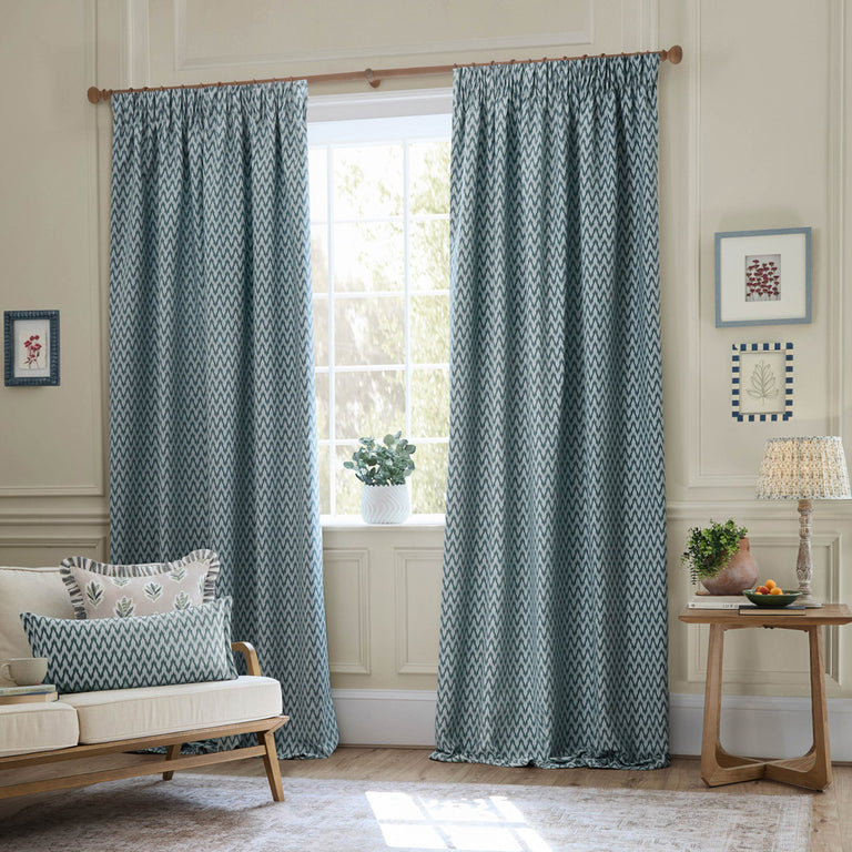 Hutton Jacquard Curtains Blue