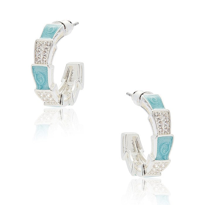 Iced Gem Glam Silver Plated Hoop Earrings