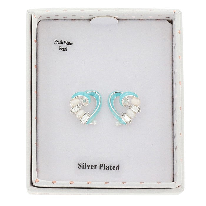 Iced Gem Twisted Heart Silver Plated Earrings - Giftware Collection