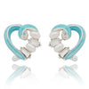 Iced Gem Twisted Heart Silver Plated Earrings close view picture of the earrings design