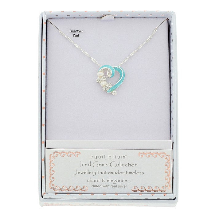 Iced Gem Twisted Heart Silver Plated Necklace - Jewellery Collection