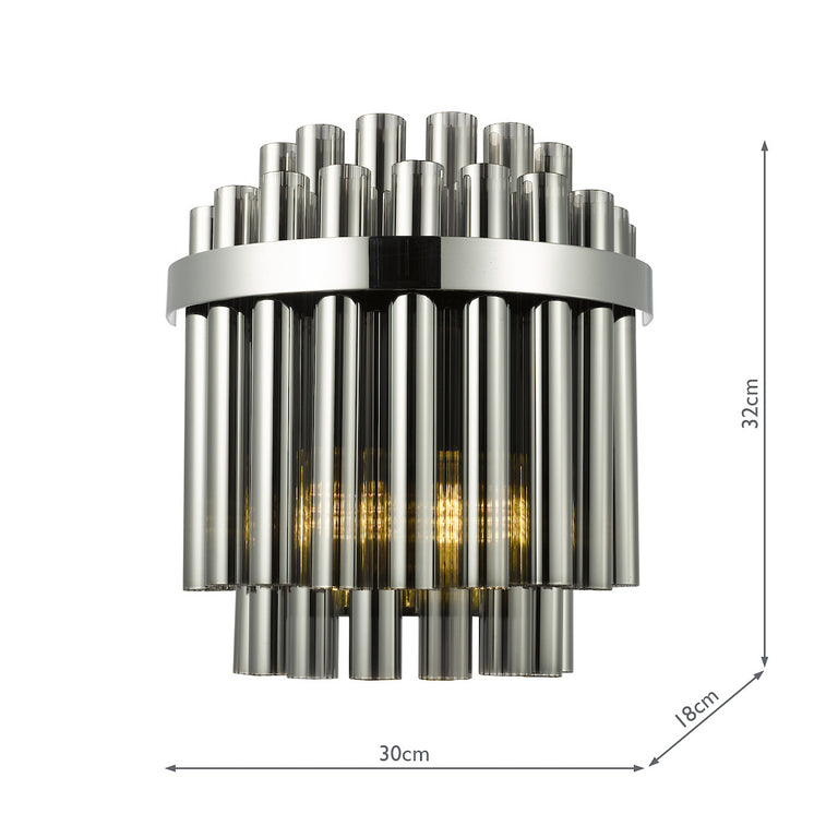 Imani Wall Light Polished Chrome & Smoked Glass Rod Shades | Modern Wall Lighting Collection