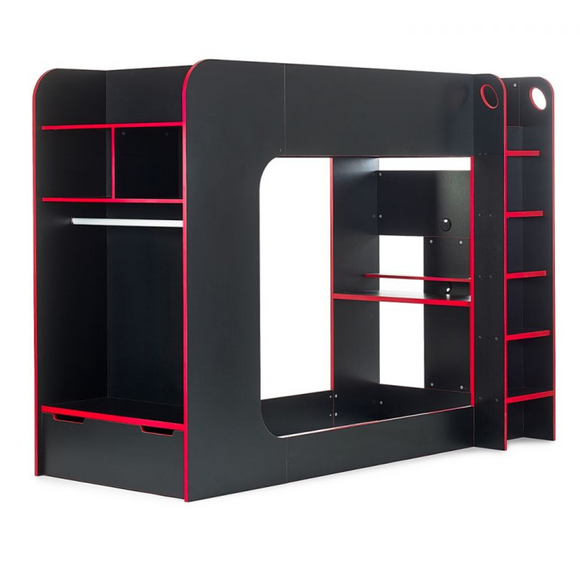 Dynamic bunk bed designed for gaming enthusiasts.