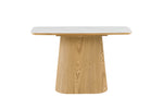 Wood console table with a refined ceramic top
