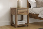 Inola 1 Drawer Bedside Table Cashew close view life style picture