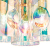 Inter 3 Light Flush Polished Chrome & Iridised Glass close view picture of the iridised glass shades
