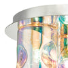 Inter 3 Light Flush Polished Chrome & Iridised Glass close view [picture of the fitting plate