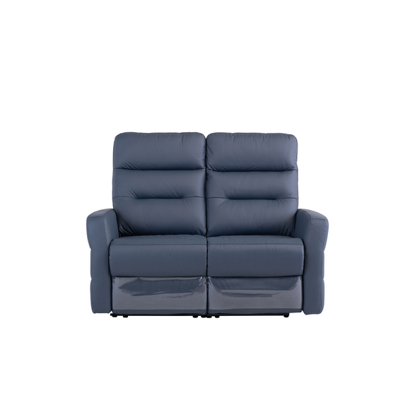 Stylish 2 seater sofa with electric recliners in blue leather
