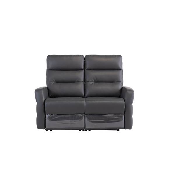 Comfortable small two seater sofa Irida 2 Seater Leather Sofa Electric Recliner Charcoal
