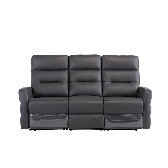 Elegant 3 Seater Sofa Irida 3 Seater Leather Sofa Electric Recliner Charcoal
