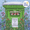 Irish Cancer Society Christmas Cards Box - Robins on Postbox front view picture of the box