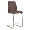 Irma counter stool in brown faux leather with a brushed steel cantilever frame