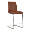 Irma counter stool in tan faux leather with a brushed steel frame