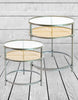 Stylish nest of tables Iron, Glass and Rustic Metal Rattan Set of 2 Round Side Tables