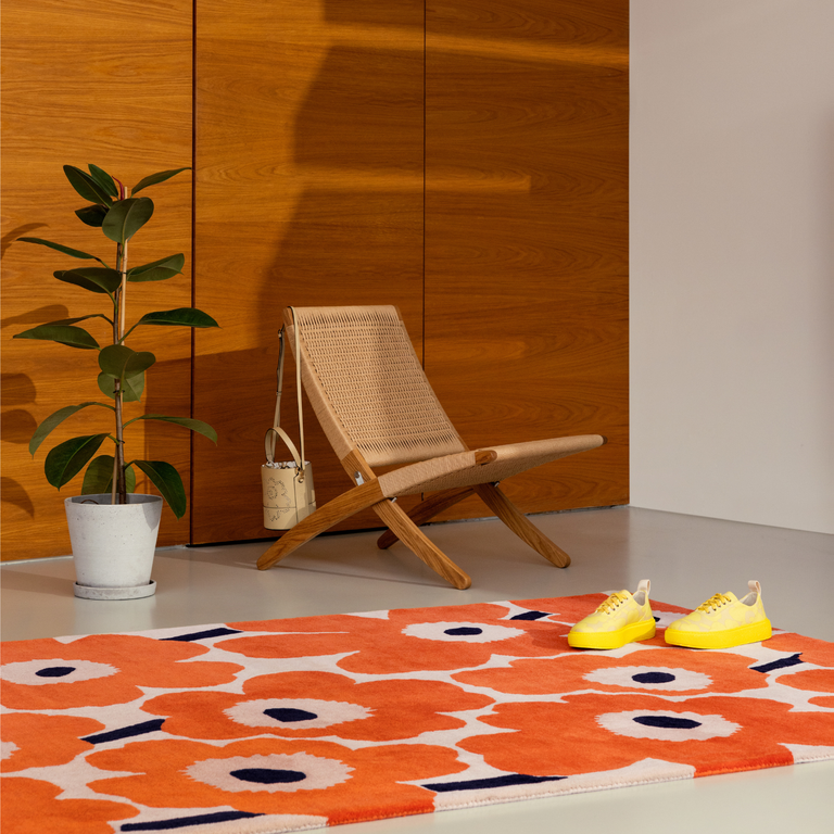 Marimekko Unikko Floral Rug Orange Red