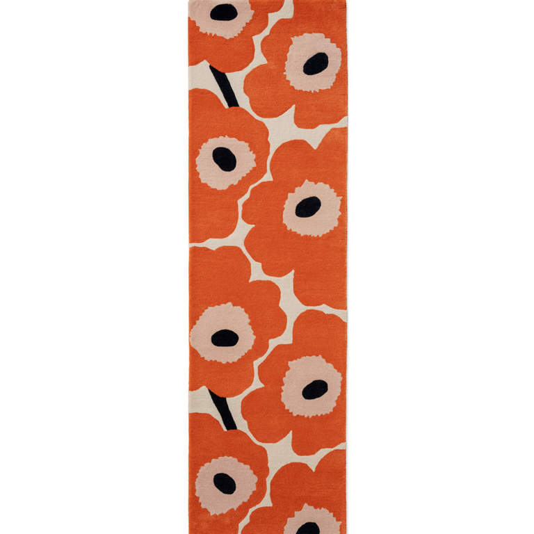 Marimekko Unikko Floral Rug Orange Red Runner
