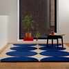 Marimekko Isot Kivet Geometric Rug Blue lifestyle picture in the living room