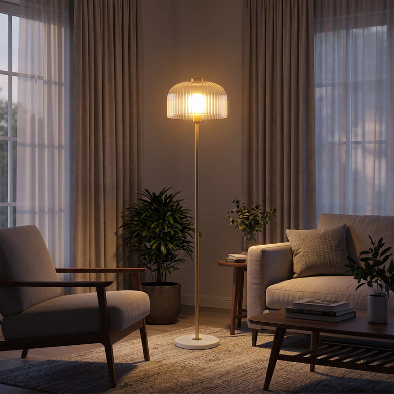 Isra Metal Floor Lamp with Ribbed Dome Shade