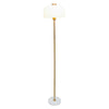 Isra metal floor lamp with ribbed dome shade, slim gold-toned stem and pale round base