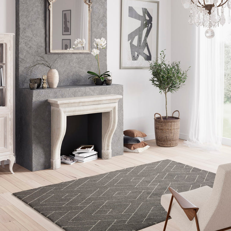 Ivy Geometric Rug 092 Grey