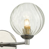 Izzy 2 Light Wall Light Polished Chrome/Twisted Glass close view picture of the clear twisted glass shade