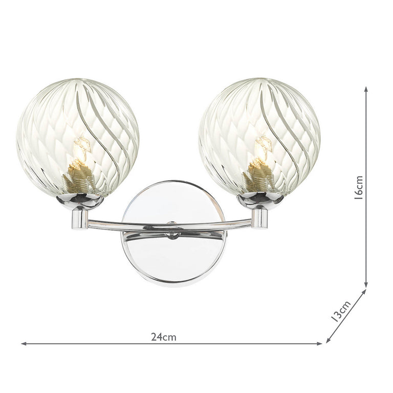 Izzy 2 Light Wall Light Polished Chrome/Twisted Glass - Wall Lamp Collection