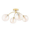 Izzy 4 Light Semi-Flush Matt Gold With Twisted Amber Glass picture on the white background